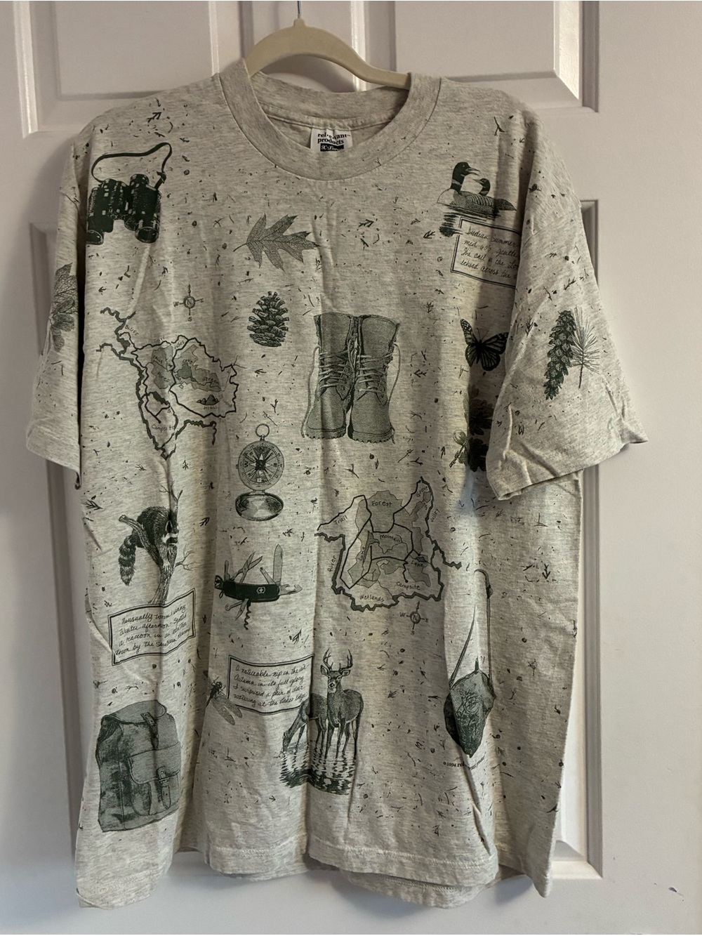Men's Vintage 1994 "Wilderness" all-over print (AOP) T-Shirt Light Heather Gray - Picture 2 of 4